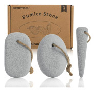 Fot Pimpsten för borttagning av död hud på fötterna - 3-pack naturlig vulkanisk pimpstenssats (rund, oval, kon) med hängrep, för hård hud och förhårdnader