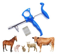 Veterinär spruta med fast dos för kontinuerlig vaccinering, halvautomatisk justerbar injektionsspruta medicindispenser precisionssprutpump justerbar 0,5 ml