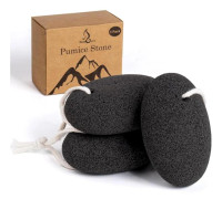Naturligt pimpstensset - 3-pack ovalformade vulkaniska lavastenar för att skrubba fötter, förhårdnader, liktornar, spruckna hälar och exfoliering av död hud, 4 x 2,8 x