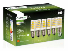 6x LED-lampa E14 rörformad T25 5W = 40W 470lm 4000K neutral 320° LUMILED
