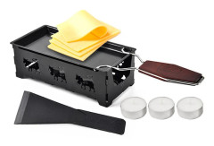 Portabelt raclette-set / mini raclette med värmeljus / raclettejärn utan el