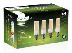 4x LED-lampa E14 rörformad T25 10W = 75W 970lm 4000K neutral 320° LUMILED