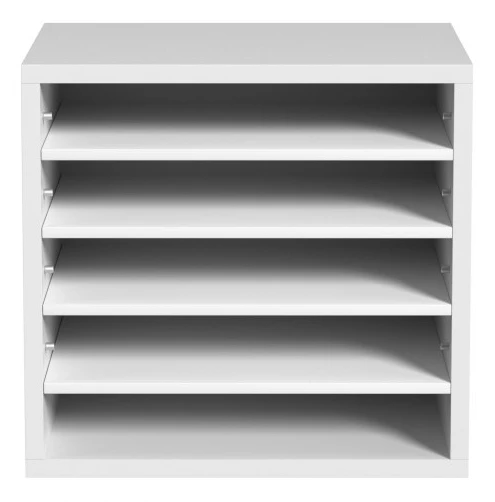 Litteraturorganisatör, 5 fack justerbara hyllor 35,3x30,5x33 cm, vit, trä