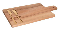 Ostbricka Home ESPRIT Rostfritt stål Akaciaträ 38 x 20 x 1,5 cm (3 Delar)