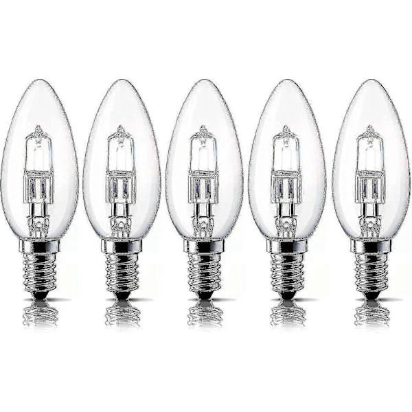 E14 42w Halogen Ljuskällor Kronljus, Liten Edisonskruv (ses) Varmvitt Dimbar 5-pack