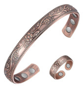 Magnetarmband och ring i koppar kraftfull justerbar storlek