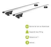 Paket med 2 takräcken - GREEN VALLEY - TRAX 135 cm - Aluminium - Öppet räcke - Max 90 kg - Grå