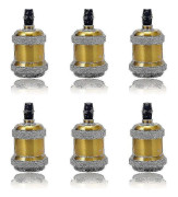 6-pack E27 Vintage Glödlampa Solid Keramisk Sockel Lamphållare Retro Edison Skruv Glödlampa Adapter Sockel, Antik Mässing
