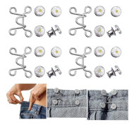 4 uppsättningar byxmidjeåtstramare, justerbart midjespänne, extra knapp för jeans för att göra tajtare knappjusterare för byxor, jeans, kjolar, ärmar