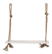 White Wooden Rope Shelf for Storage 1-Tier Hanging Display Shelf