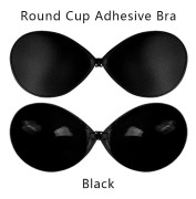 Osynlig Silikon Push-Up BH, Självhäftande Rygglös Axelbandslös BH, Återanvändbara Nipple Covers för Bröllopsklänning black A