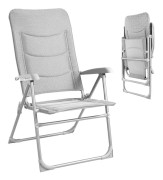 Campingstol, Hög ryggdesign, Justerbara positioner,1Pcs Ljusgrå