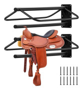 Väggmonterat sadelställ - Set - 6-pack - Robust kolstål - Vadderade armar - För engelska & westernsadlar - För träns & täcken