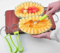 Melon Baller Scoop Set, professionell 4-i-1 vattenmelonskärare i rostfritt stål, fruktsnideriverktygssats, fruktsked fröborttagare vattenmelonkniv för D
