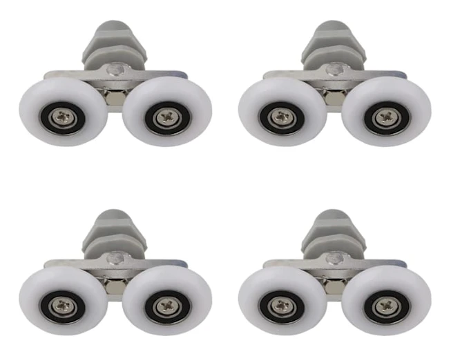 Set med 4 hjul för duschkabinen, Aluminium/ABS, 25 mm, Grå/Vit