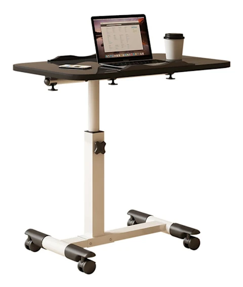 Justerbart Laptopbord - Över-säng Rullbord - 360° Roterande Bordsskiva - Höjdjusterbar - Med Hjul - Fällbar - Rektangulär Trä/Metall - Svart