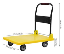 Plattformvagn - Hopfällbar Transportvagn - 400 kg Kapacitet - Kraftig - Plan Lastyta - För Hotell och Lager - Gul