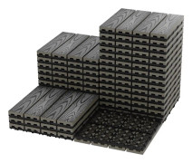 Trallplattor - Klicksystem 27 st - 30 x 30 cm - Plast - Vädertåliga för inomhus/utomhus - Grå