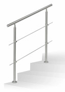 Rostfria trappräcken 1,0 m / 2 stolpar / 2 tvärstag