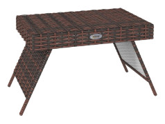 Rattan klappbord/trädgårdsbord, väderbeständigt 60x41x41 cm, brun