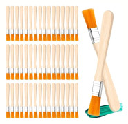 50 x målarpenslar med trähandtag | Liten platt pensel för väggmålning, lackering, limning och DIY
