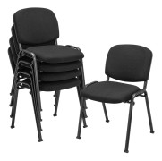 Stapelbara konferensstolar, set om 5 – svart, metallram