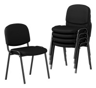 Stapelbara svarta receptionsstolar – Ergonomiska, bekväma set om 5