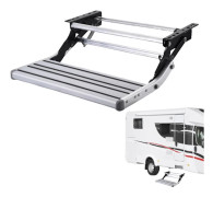 Husbil/RV instegstrappa - Enkel, fällbar, manuell - Aluminium - Bredd 48 cm - Stighöjd 18 cm - Max 150 kg - Silver