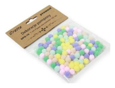 Pol-Mak Dekorationer pompom 1 cm pastell mix färger 120 st