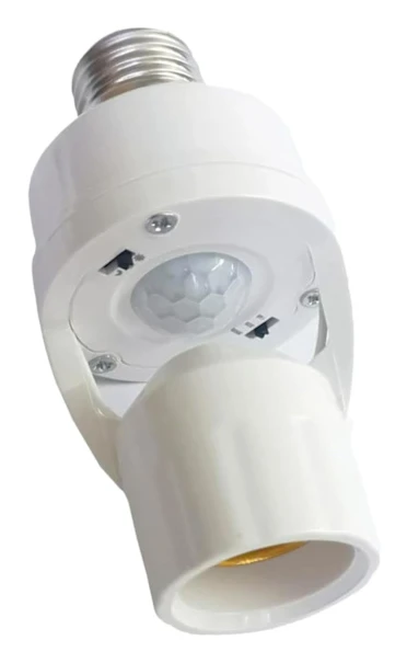 Justerbar PIR Rörelsesensor Lamphållare - Automatisk På/Av E27 Glödlampa Adapter för Hemsäkerhet & Energibesparing