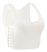Fashion Compression Breast Binder Women Sleeveless Vest Solid Color Short Camisole White-FQ- White XL:60-70kg