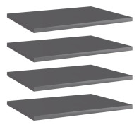 vidaXL Hyllplan 4 st grå högglans 40x30x1,5 cm spånskiva