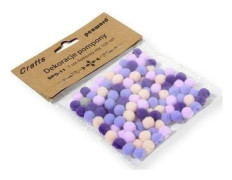 Dekorationspom poms 1 cm mix lila 120 st