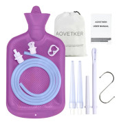 Lavemangspåsekit för kvinnor och män, kolonrengöringslavemangspåse 2L med 4 spetsar och flödeskontrollklämma, 1,5 m slang, krok, förvaringsväska