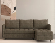 Loft24 - Lindhus 3-sits soffa med förvaring, vändbar schäslong i chenille - Brun - 3-sits-soffor - Från Homeroom