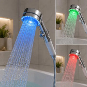 Water-saving shower head with temperature control colorful LED light