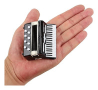 Miniature Accordion with Case Mini Instrument Replica Collectible Miniature Dollhouse Model Home Decor