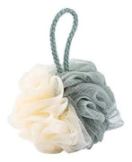 Badsvamp, duschloofahbollar, 50g/1 styck, för kroppstvätt, bad, män och kvinnor (grön + beige) (FMY)