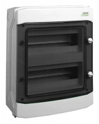Installationskåpa i plast, ytmont., IP65, 2 rader, 12 moduler, 1000V DC