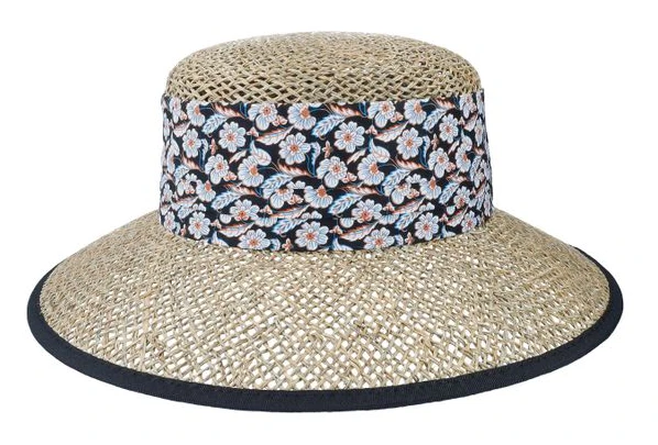 Seeberger - Beige straw Hatt - Seagras Floppy With Small Nature-Black Straw Hat @ Hatstore
