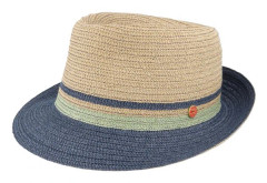 Mayser - Beige straw Hatt - Troy Paperbraid Trilby Brown/Blue-gem Straw Hat @ Hatstore