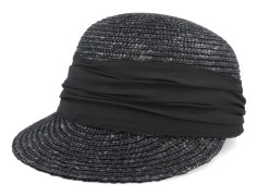 Seeberger - Svart straw Hatt - Cap In Straw Braid Black Straw Hat @ Hatstore