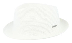 Stetson - Vit straw Hatt - Toyo White Brown Trilby Straw Hat @ Hatstore