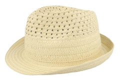 Seeberger - Beige straw Hatt - Paperbraid Mix Linen Natural Trilby @ Hatstore