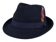 Jaxon & James - Blå trilby Hatt - Detroit Hat Navy Blue Trilby @ Hatstore
