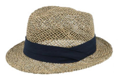Seeberger - Beige trilby Hatt - Seegras Natural/Black Trilby @ Hatstore