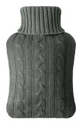 Vicloon Varmvattenflaska med supermjukt plyschöverdrag, 2L varmvattenflaska för varma och kalla kompresser, hand- och fotvärmare, muskelsmärta[YJD] Dark Grey Knitted