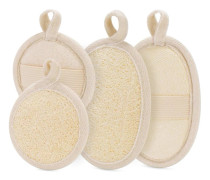 Naturlig luffasvamp, exfolierande kroppsskrubb (2 st), luffa, exfolierande ansiktsskrubb (2 st), tillverkad av naturlig luffa och frotté, lämplig [YJD]