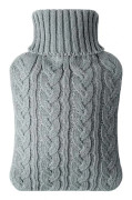 Vicloon Varmvattenflaska med supermjukt plyschöverdrag, 2L varmvattenflaska för varma och kalla kompresser, hand- och fotvärmare, muskelsmärta[YJD] Light Grey Knitted