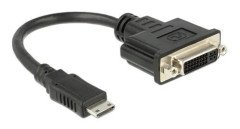 Delock - Videokort - 19 pin mini HDMI Type C hane till DVI-I hona - 20 cm - svart